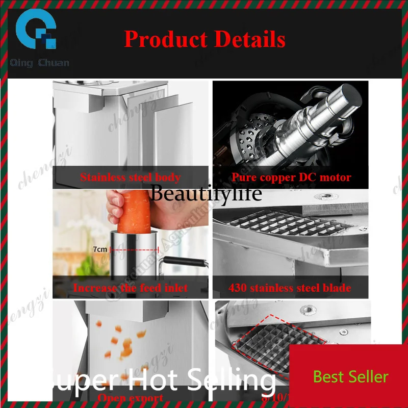 K182Vegetable Cutter Commercial Electric Fruit Slicer Tomato Cube Cutting Stainless Steel Food Processor Automatic Cutting Machi