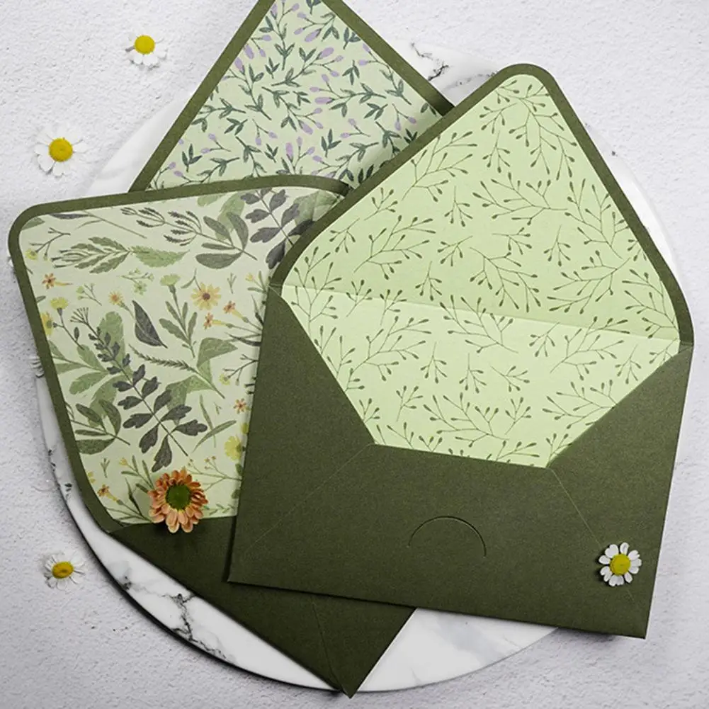 Avocado Green Business Envelope Self Seal Standard Envelope Special Paper Material Envelope Decorative Oil Painting Envelopes