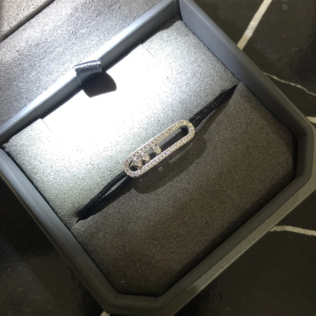 Moda 925 prata esterlina incrustada design corda ajustável casal pulseira da sorte.