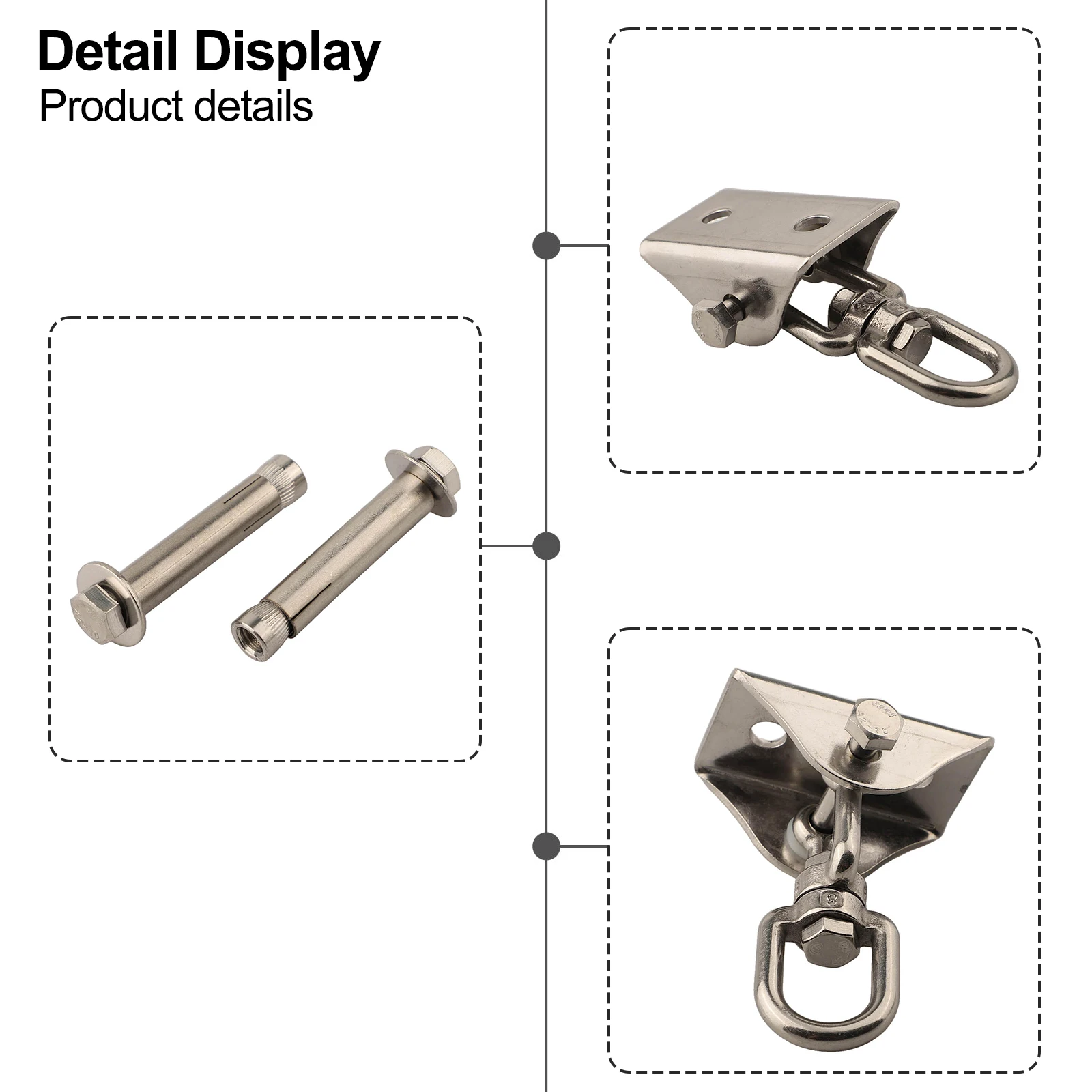 Rotating Ceiling Hook for Hanging Accessories like Sling Chairs and Sun Sails Non Corrosive Stainless Steel Material