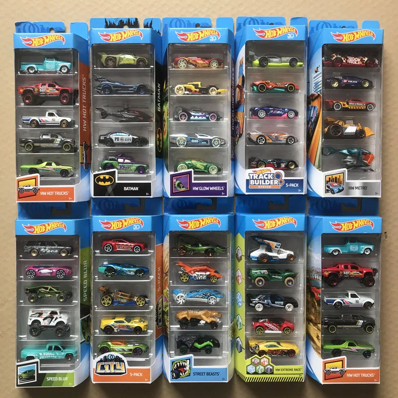 Original Hot Wheels 1/64 combinazione 5 auto Per Set City Series lega Diecast Model Boys Toys for Children Fast Furious Batmobile