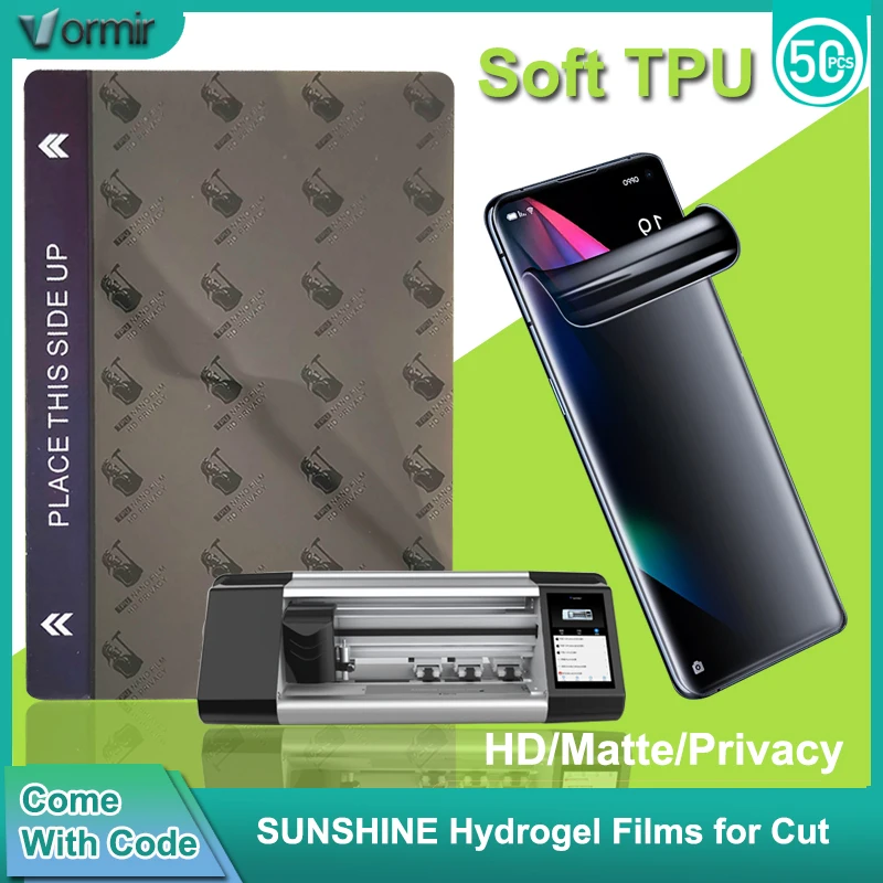 

Vormir 50pcs TPU Screen Protectors for Cut Machine Clear HD Matte Privacy Hydrogel Micas for iPhone 17 16 15 14 13 12 Pro Max