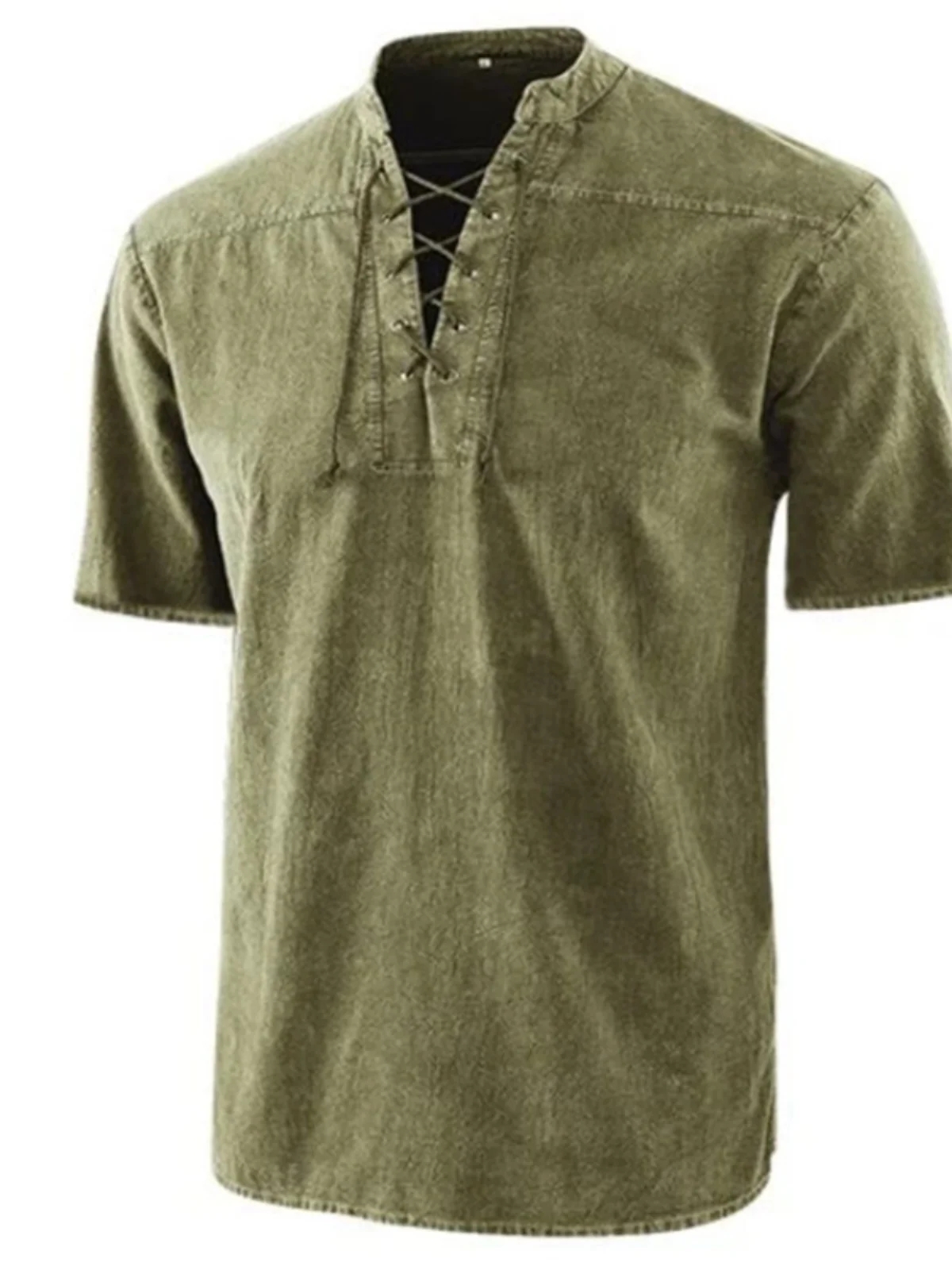 

Faionable V-Ne ort Sve Pure Color irt Men's Sle Polyester Fiber Youth Trendy Polyest Fiber Four Seasons Universal