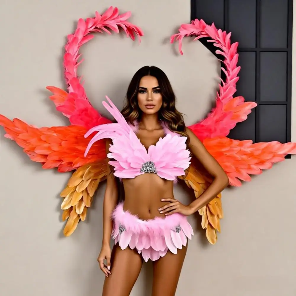

Victoria Heart Angel Feather Wings Costume for Wedding Shooting, Stage Performance Prop, Halloween Carnival, 2025