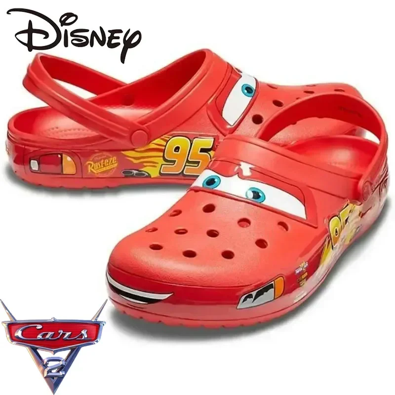 

Disney Lightning McQueen Beach Slippers Pixar Cars Peripheral Children's Outdoor Sandals Cute Cartoon Pool Non-Slip Slippers