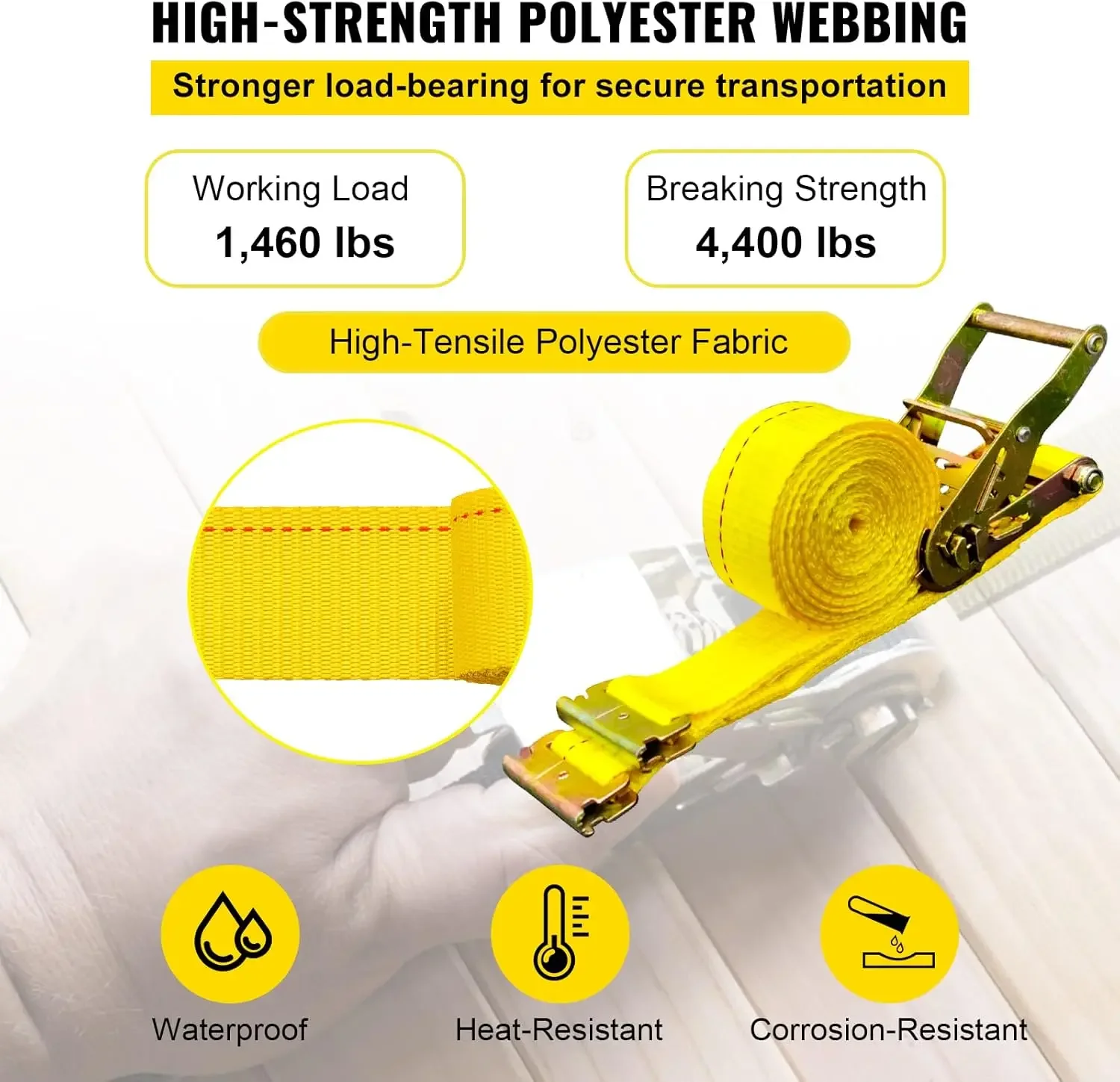 Correia de catraca E Track, 18 PCS 2 "x 15' Correias E-Track 4400 LBS Resistência à ruptura