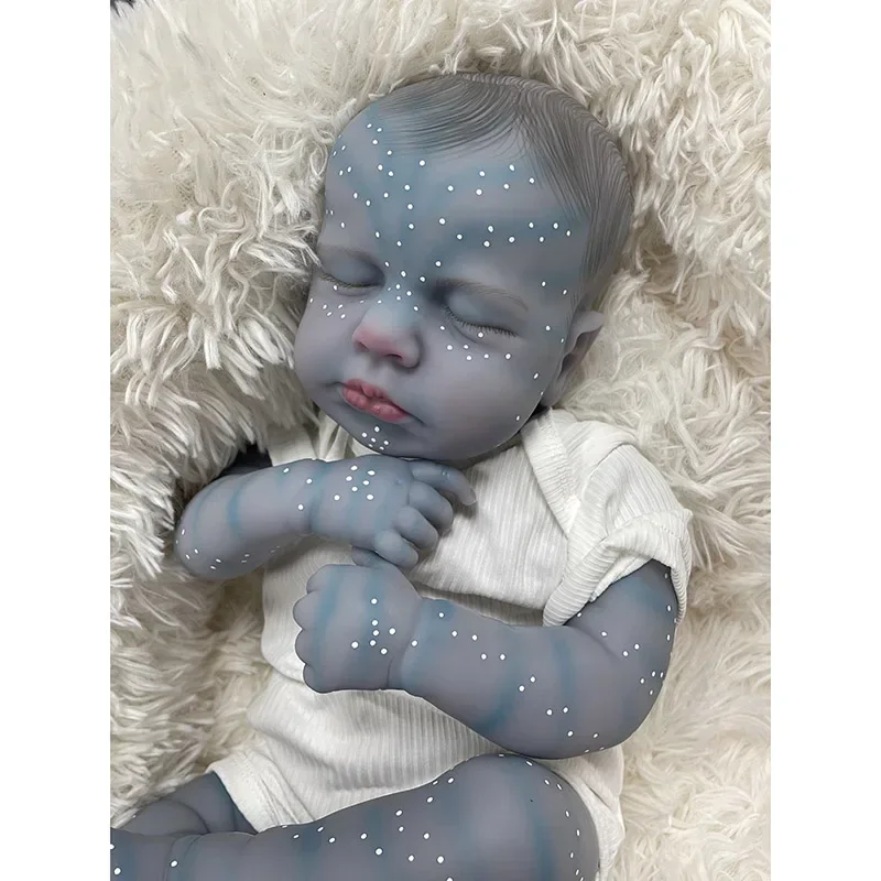 48 ซม.Reborn Bebe Loulou ทารกแรกเกิดตุ๊กตานอนเด็กทําด้วยมือทาสีเหมือนจริง 3D ผิวที่มองเห็นได้เส้นเลือด