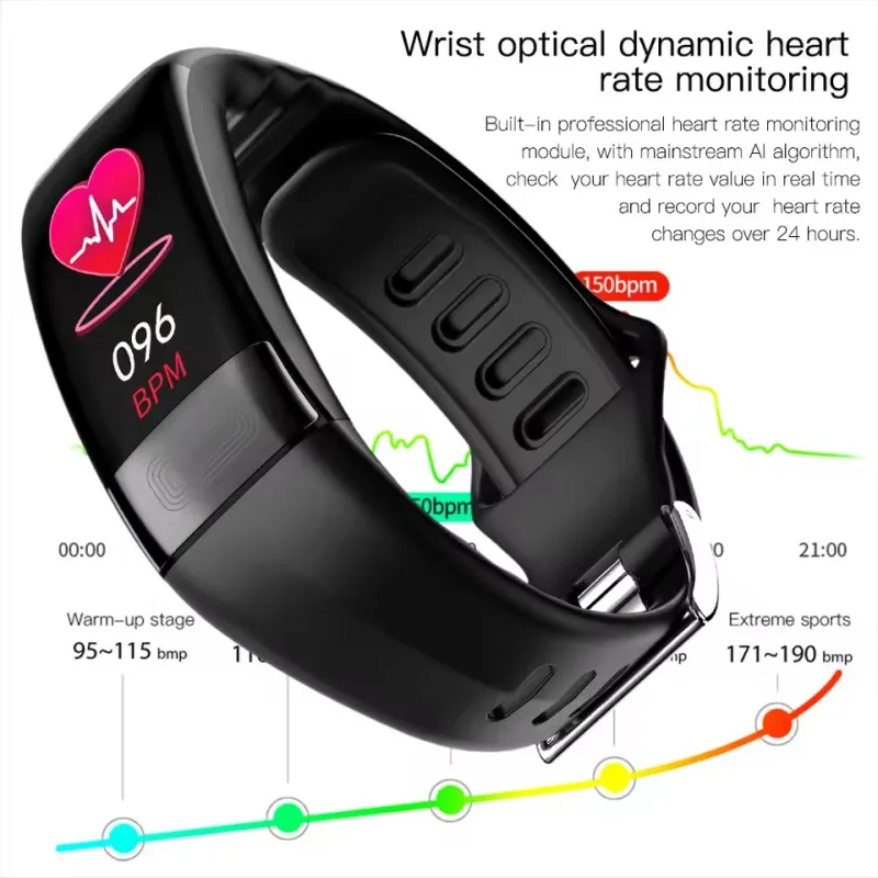 P11 Plus Smartwatch الرجال النساء معدل ضربات القلب PPG Ecg ضغط الدم Ekg الصحة معصمه درجة حرارة الجسم الرياضة Smartbracelet