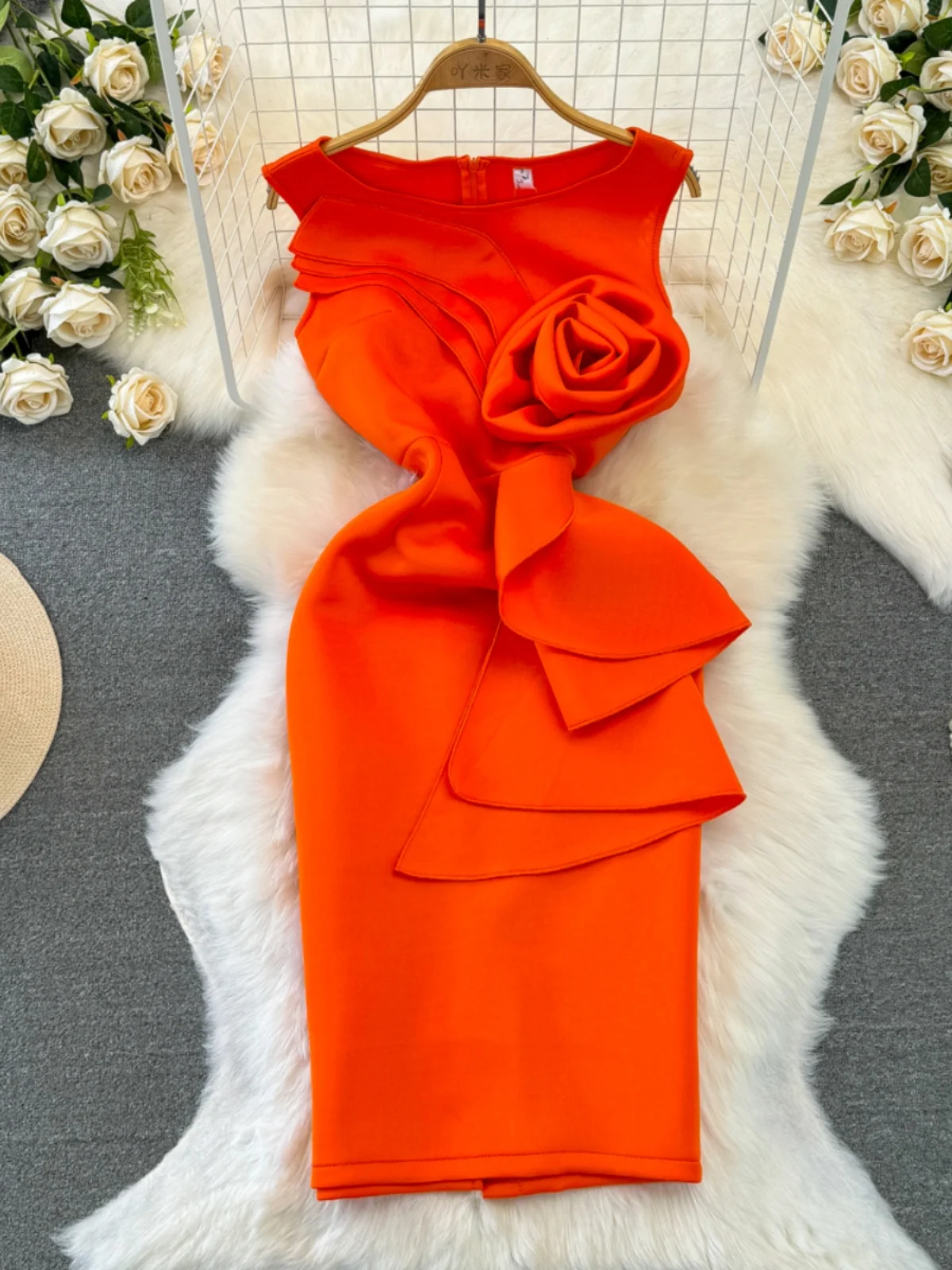 Ele Slimming Mid-Length Svel round Ne Floral Embellied Gown Faionable Luxury Women's Dr H-ape Silhouette