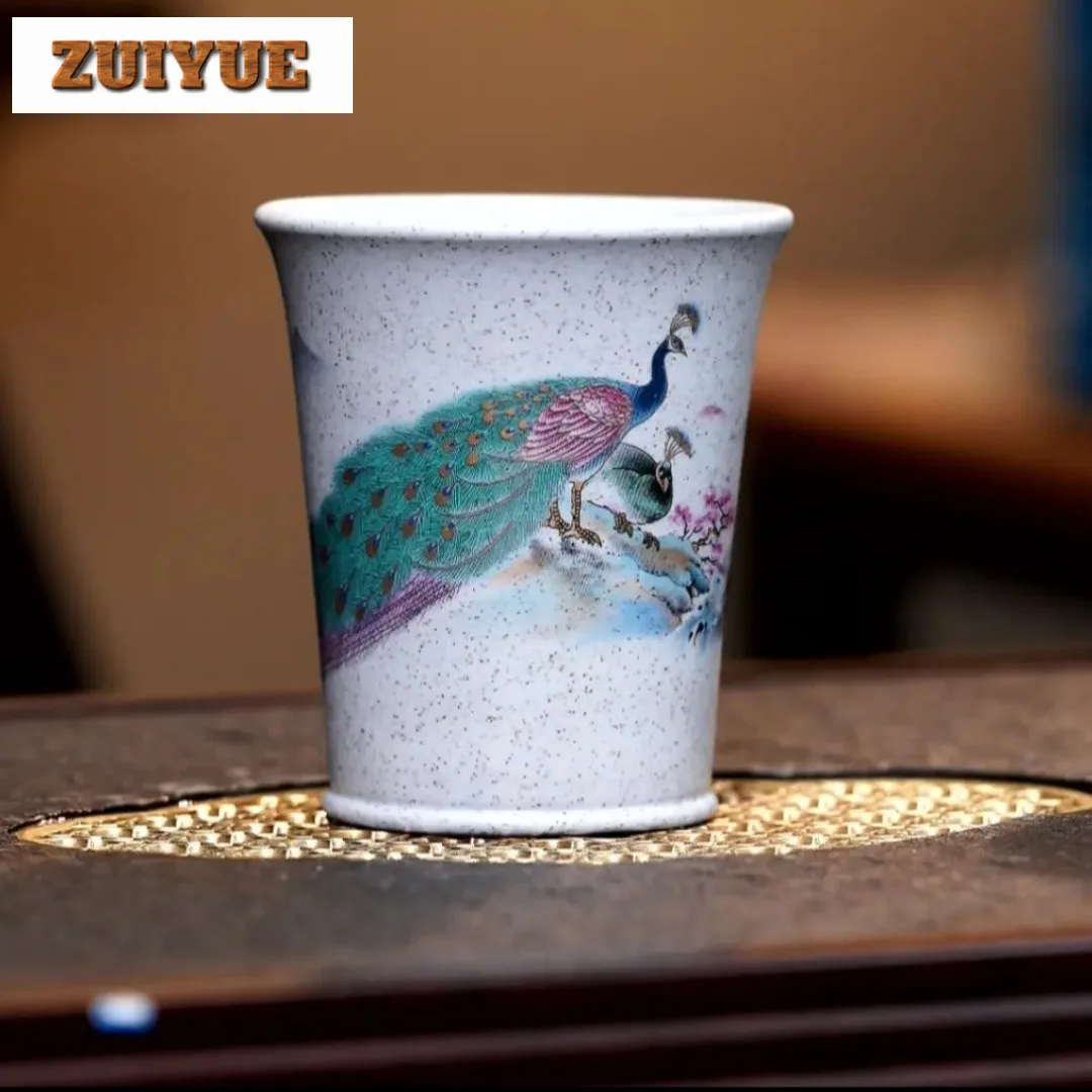 100 مللي ييشينغ الأرجواني الطين الطاووس فنجان شاي زن وعاء فنجان شاي مجموعة الشاي تذوق التأمل كوب تشازان ماستر أكواب حفل الشاي #1