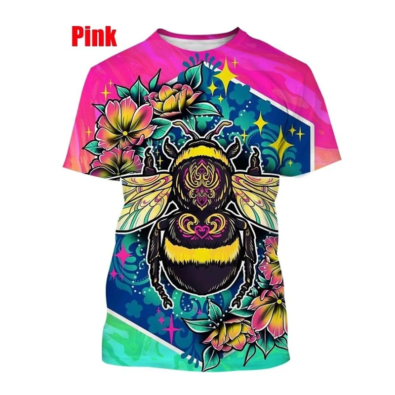 

New Fashion Bee 3D Printed T-shirt Summer Casual Men's Women's Clothing Fashion Hip Hop Breathable Short Sleeve T-Shirt Tops Tee