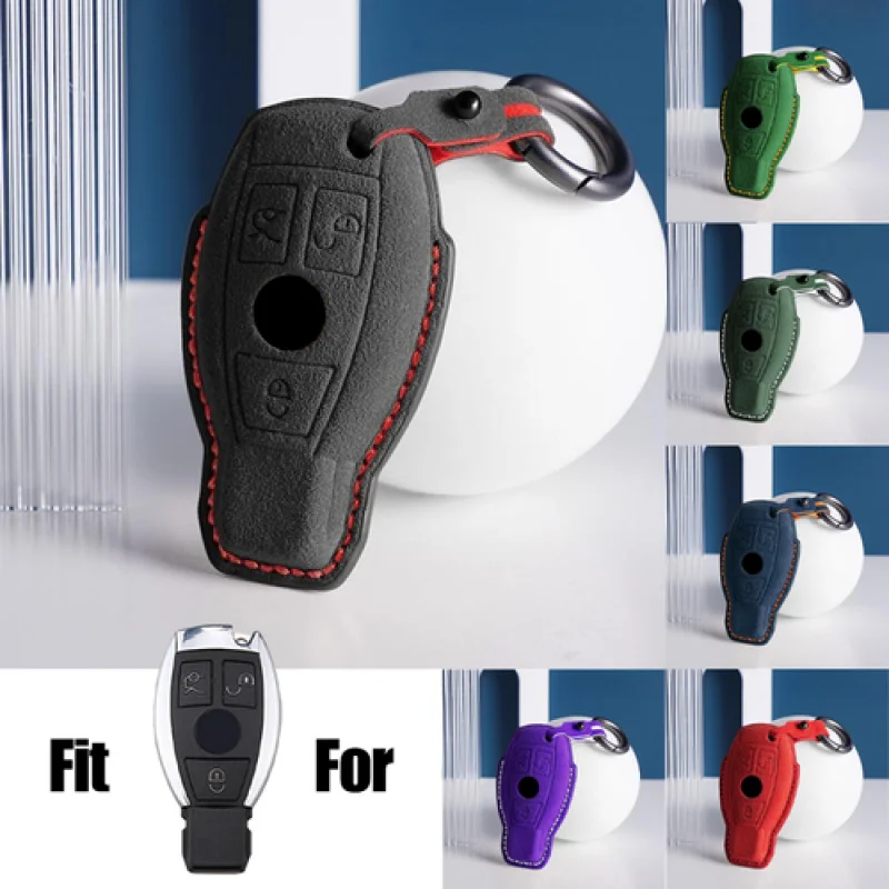 

A+ Suede Leather Car Key Fob Case Cover For Mercedes Benz A B C E S G SL SLK Viano