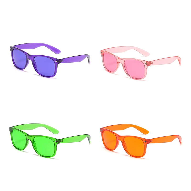 4 Pcs Pack Set Ultimate/Mental Color Therapy Mood Glasses,Light Relaxing Chakra Healing Glasses Light Therapy Colored Sunglasse