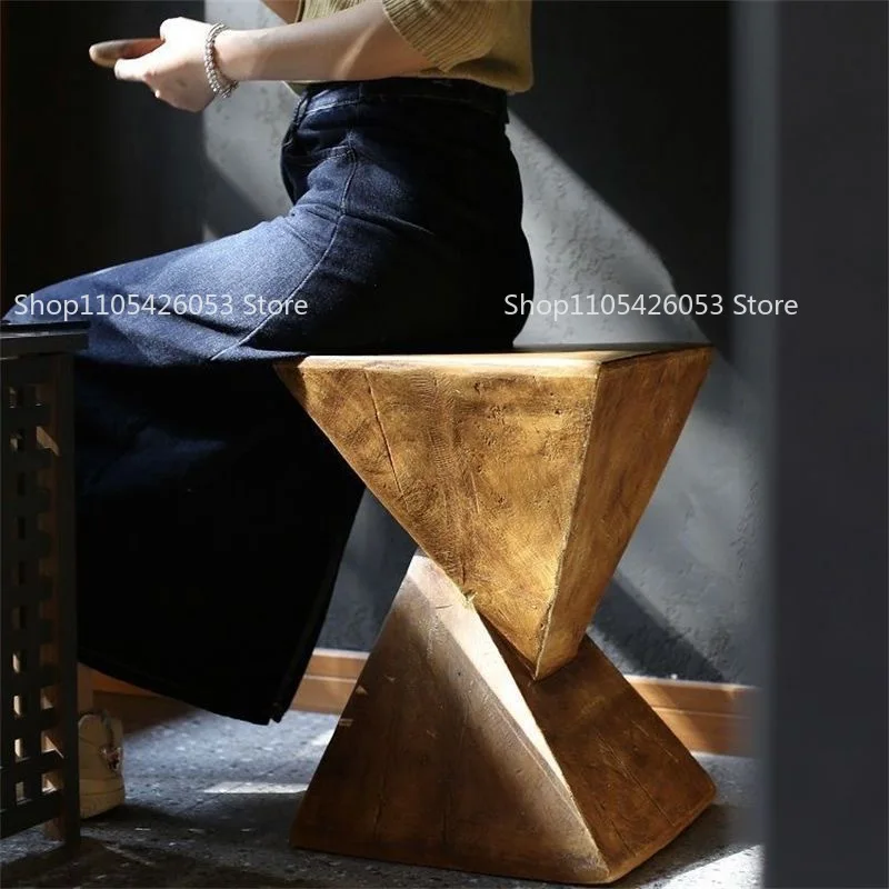Nordic design imitation wood grain edge few simple log color square coffee table art wabi sabi modern living room sofa old