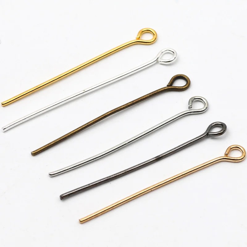 Wholesale 200pcs 16/20/25/30/35/40/45/50mm Eye Head Pins Metal Headpins For Jewelry Findings Making DIY Handicrafts Accessories