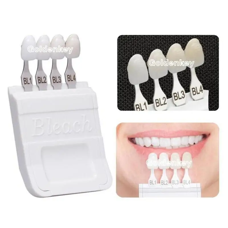 Dental 4 Bleach Shade Guide 4 Colors Bleached Chart BL1 BL2 BL3 BL4 Teeth Whitening Based Vita A-D Artificial Dentition Bleachin