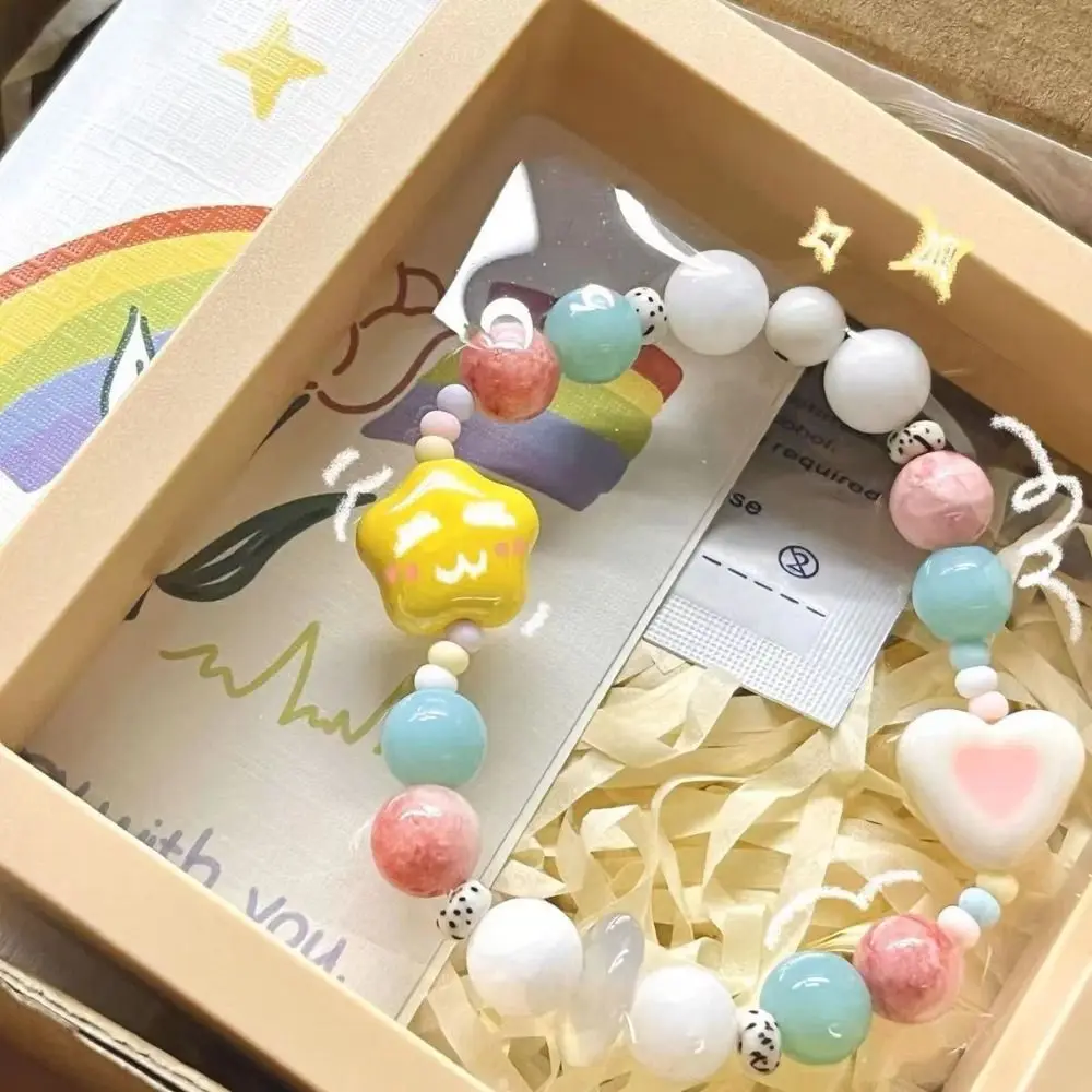 Candy Color Cute Bracelet Star Love Heart Bead Hand Rings Flower Color Bead Sweet Bracelet Women Jewelry Accessories