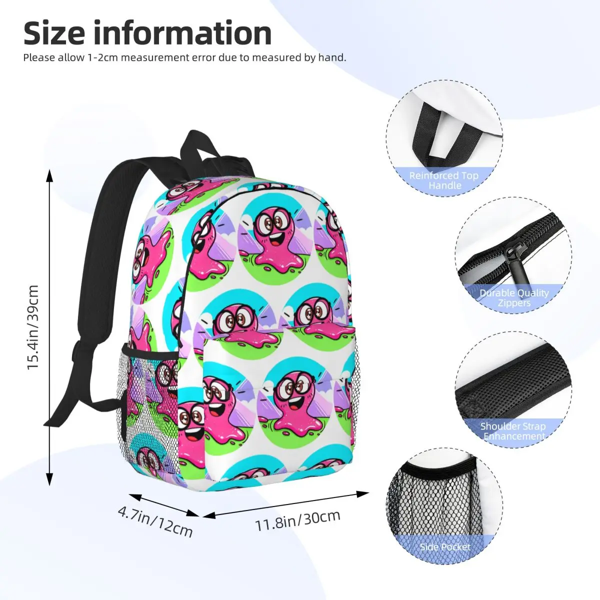 Super Slick Slime Sam Backpack Student Boys Girls BookBag Men Women School Bag Laptop Shoulder Bags