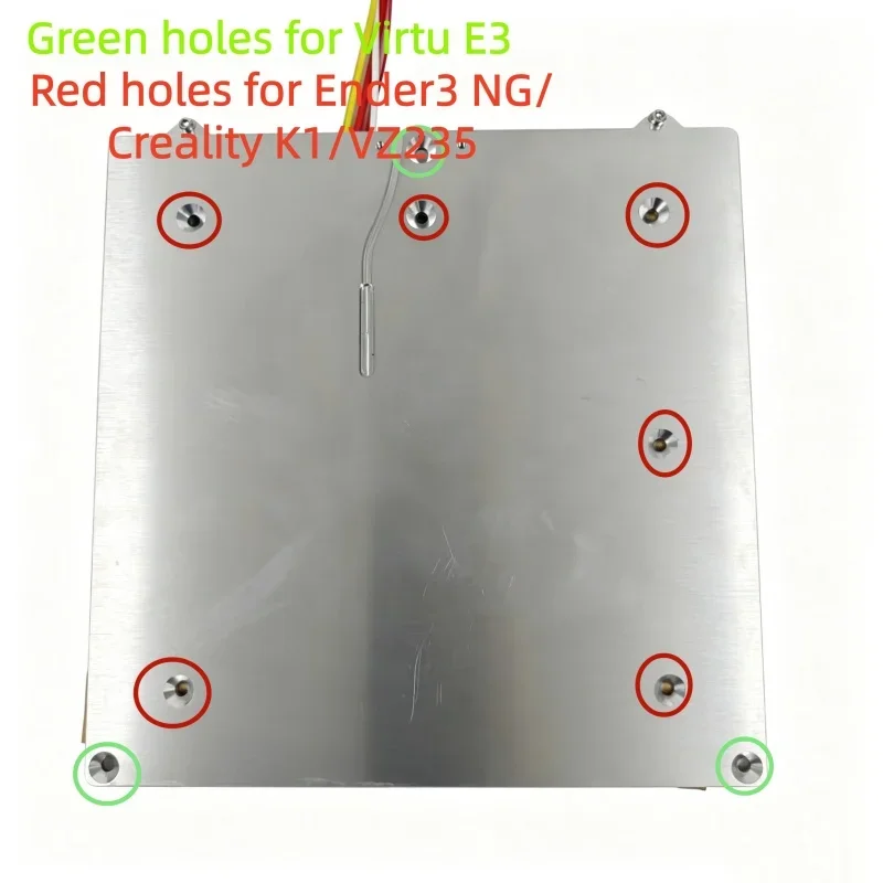Funssor Ender3 NG/Creality K1/Virtu E3 VZ235_Aluminum CNC Heated Bed Build Plate Hotbed Silicone Heater Pad PEI Sheet