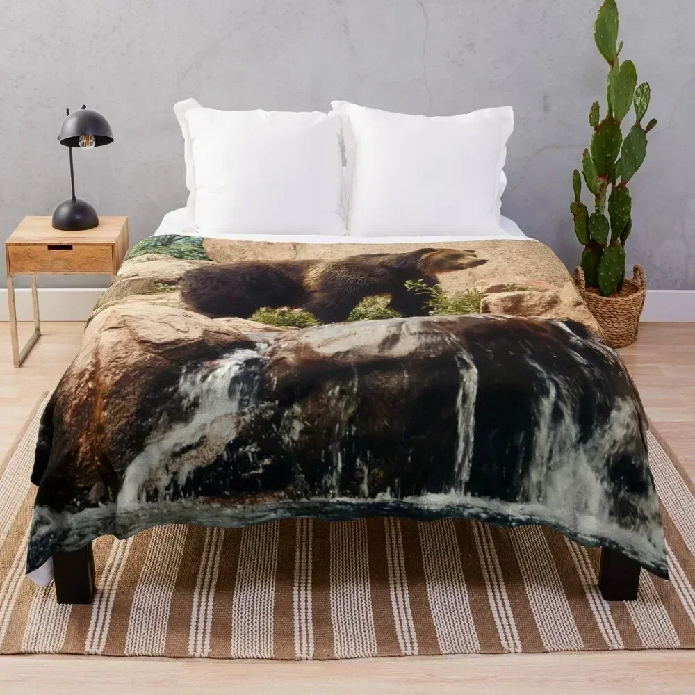 

American Grizzly Bear Throw Blanket Sofas Shaggy Kid'S Blankets