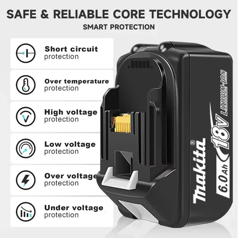 Original Makita BL1860 BL1850B BL1850 BL1840 BL1830 screwdriver battery & charger 18v Replacement Power Tool Batteries.