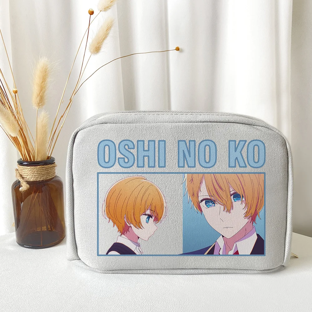 OSHI NO KO Hoshino Ai Canvas Pencil Case Kids Teens Make up Cosmetic Bag Student Stationery Box Large Capacity Storage Pen Bags