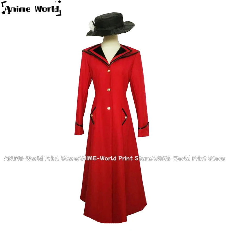 

《Custom Size》Custimzied Mary Poppins Cosplay Costume red coat with hat 11