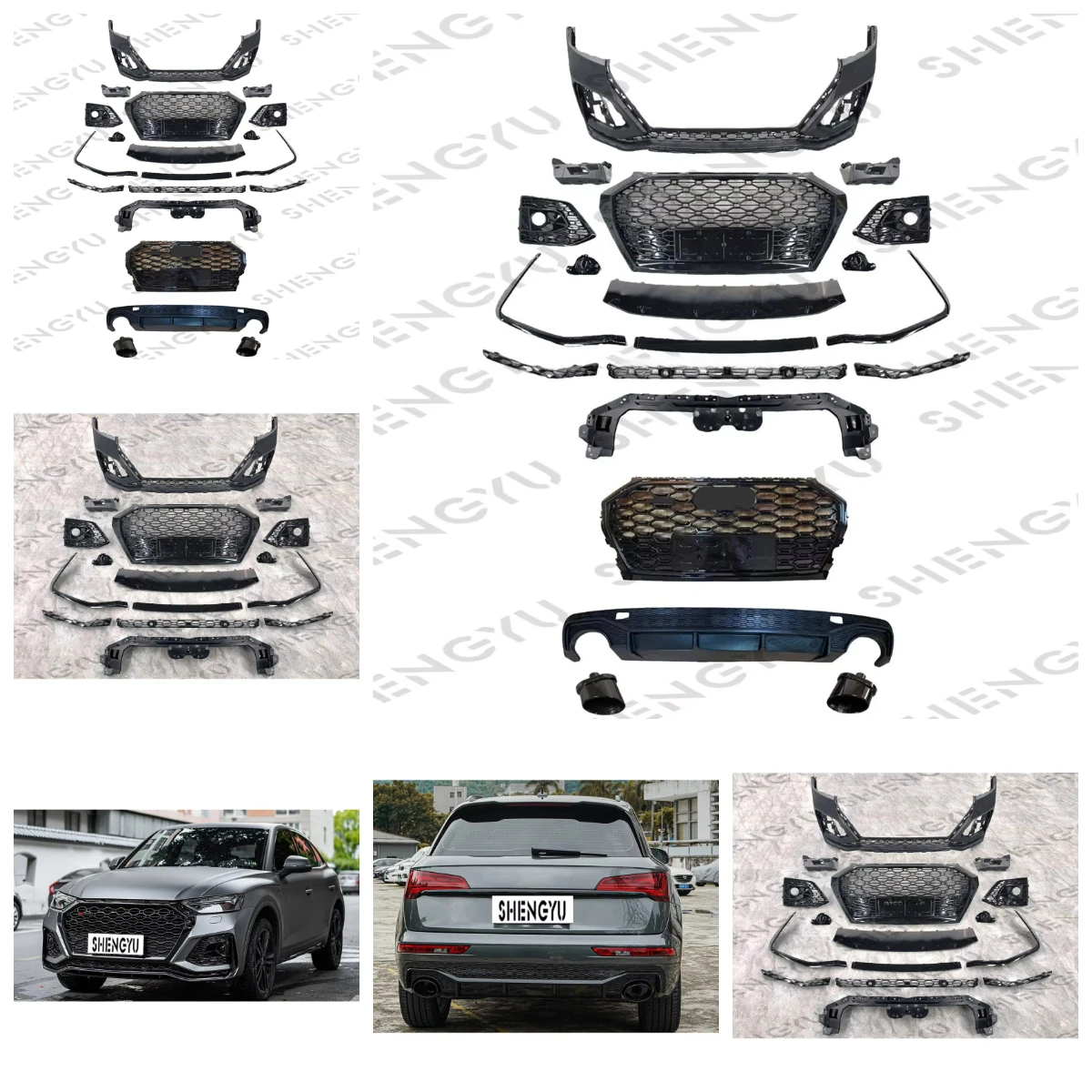 

Body Kit for Q5 2021-2023 Change to RSQ5 Style Include Front Bumper Assembly with Grille and Rear Lip Tail Throat