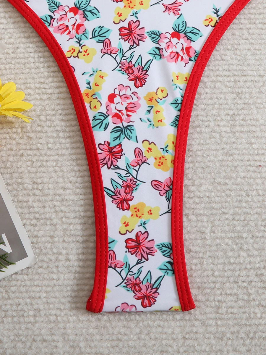 Sexy Bikini Women\'s Swimsuit 2025 Thong Bikinis Sets Female Two-piece Swimwear Floral Print Bathing Suits for Summer Beach Wear