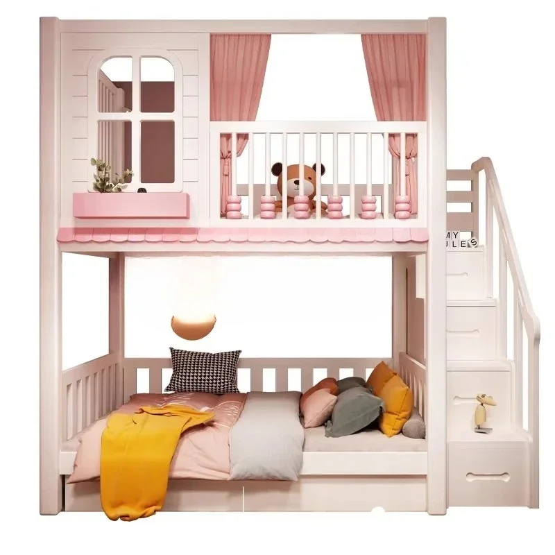 Children's room Princess double bed Bedroom furniture Children's wooden loft bed