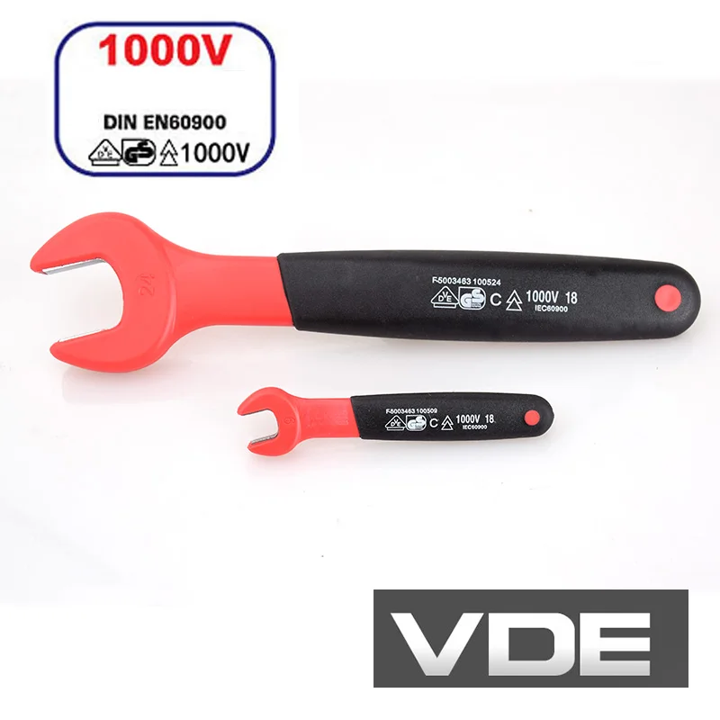 1000V High Voltag1000V High Vole Insulated Open End Wrench 7-24MM IEC60900 VDE Certified Insulation Set Professional Handle Tool