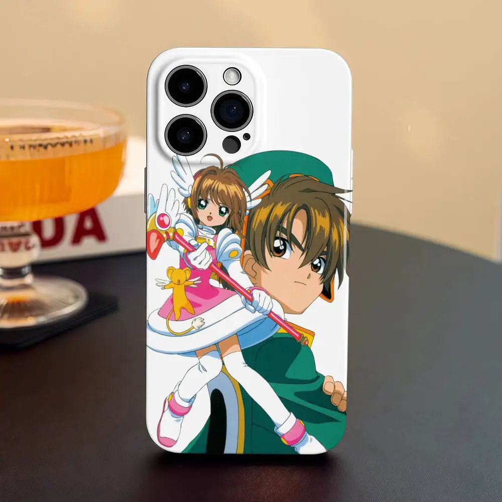 Phone Case For iPhone 17 16 15 14 13 12 Pro Max Plus Glossy HD Fine Hole Liquid Film Soft Shell Cardcaptor Sakura Anime