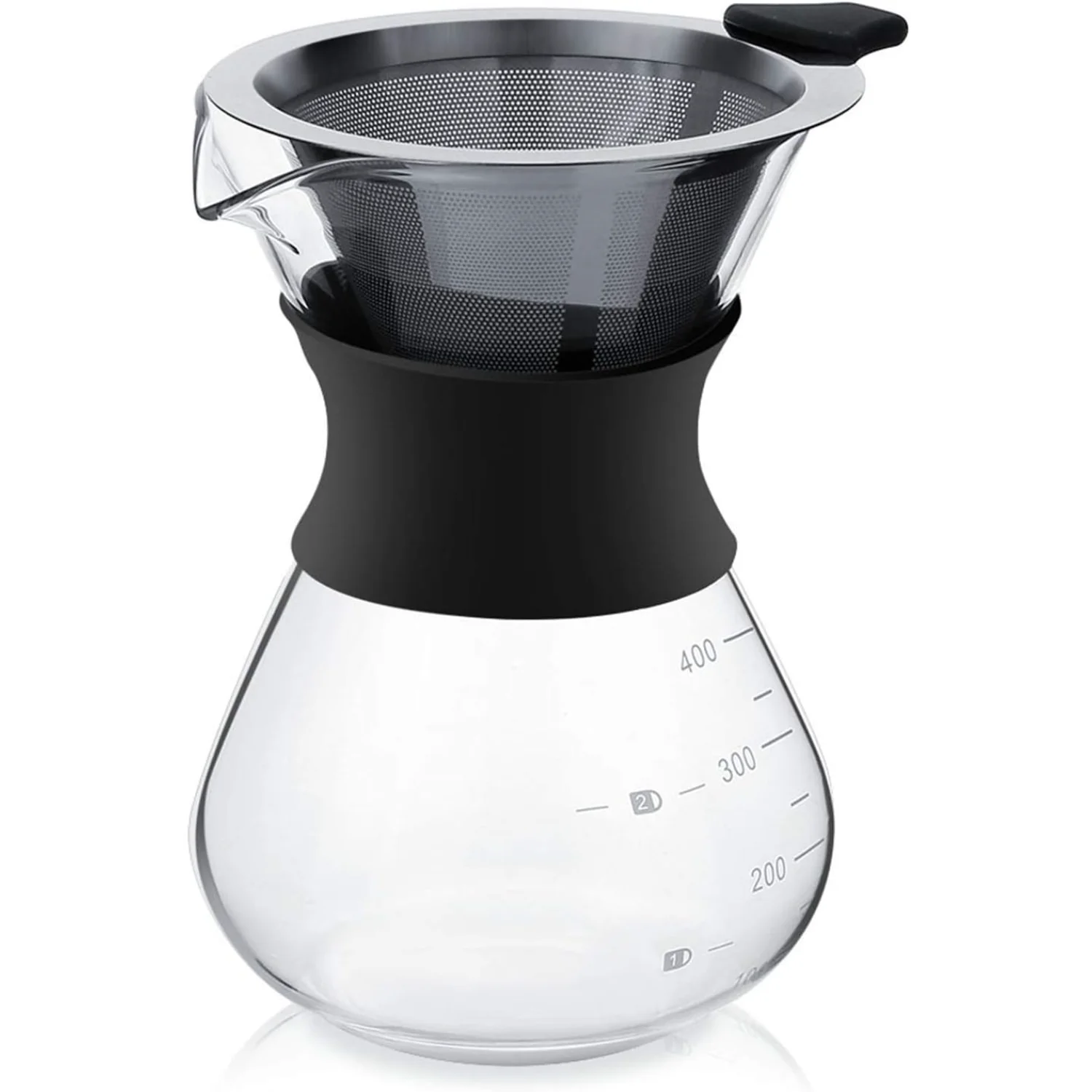 

Pour Over Coffee Maker Heat-resistant Borosilicate Glass Manual Coffee Dripper Brewer with Stainless Steel Filter Hand Drip Coff