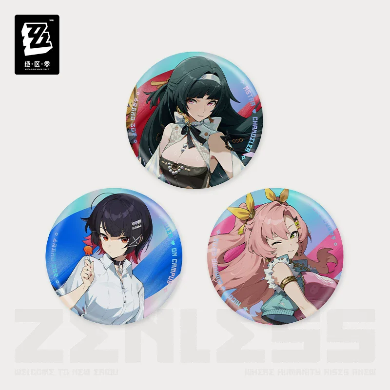 Official Zenless Zone Zero Gaming Merchandise Cartoon Characters Cosplay Astra Yao Nicole Ellen Joe Tinplate Badge 2