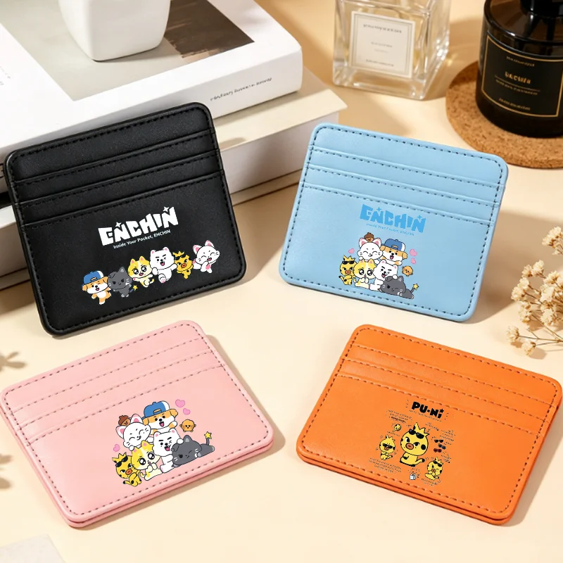 

Kpop ENHYPEN Card Holder Cute Cartoon Purse Three Card Slots Position Lady Fashion Portable Mini Wallet Holder Birthday Gifts