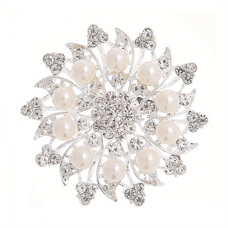 Einfache Strass Perle Clip hohle Brosche Metall Blume Brosche Jacke Zubehör Blume Brosche Luxus Geschenk Damen schmuck