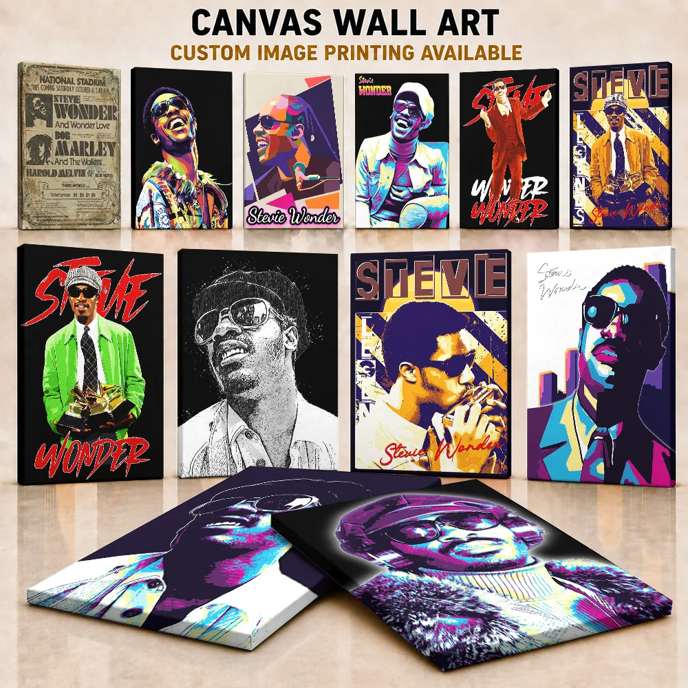 Stevie Wonder Canvas Print Poster Personalized Photo Classic Soul Vocalist Style Wall Paintings Decoration For Bedroom Fan Gift