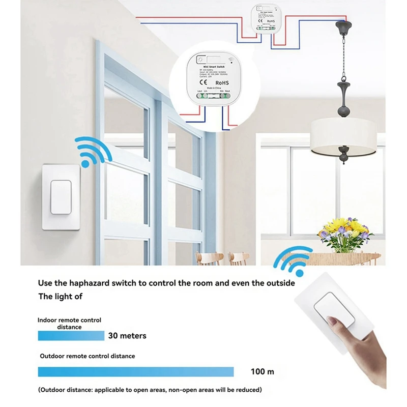 Self Powered Wireless Light Switch And Receiver Kit Remote Control Wall Switch Lighting Fixtures