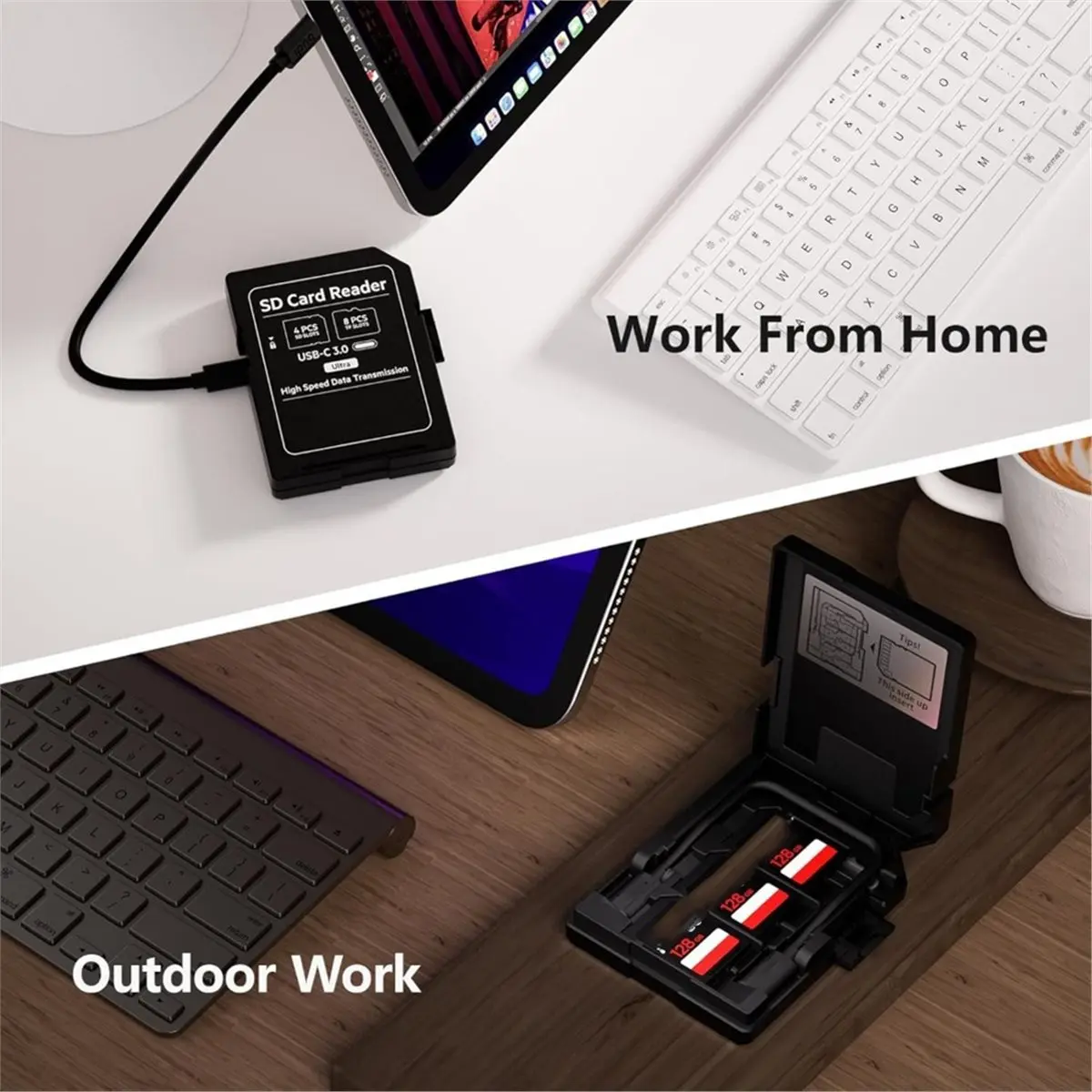 ABFS New SD Memory Card Storage Case Memory Card Reader Supports USB Type-C and USB Compatible