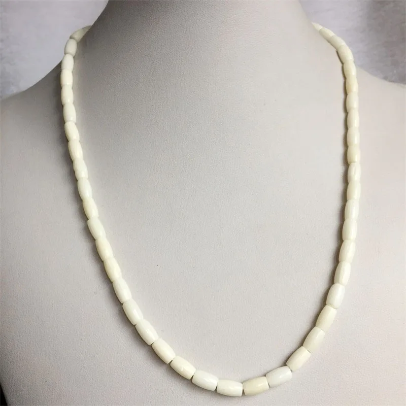 

5*8MM Rice Shape White Coral Necklace Natural Gem Stones Choker Women Fashion Trendy Vintage Jewelry