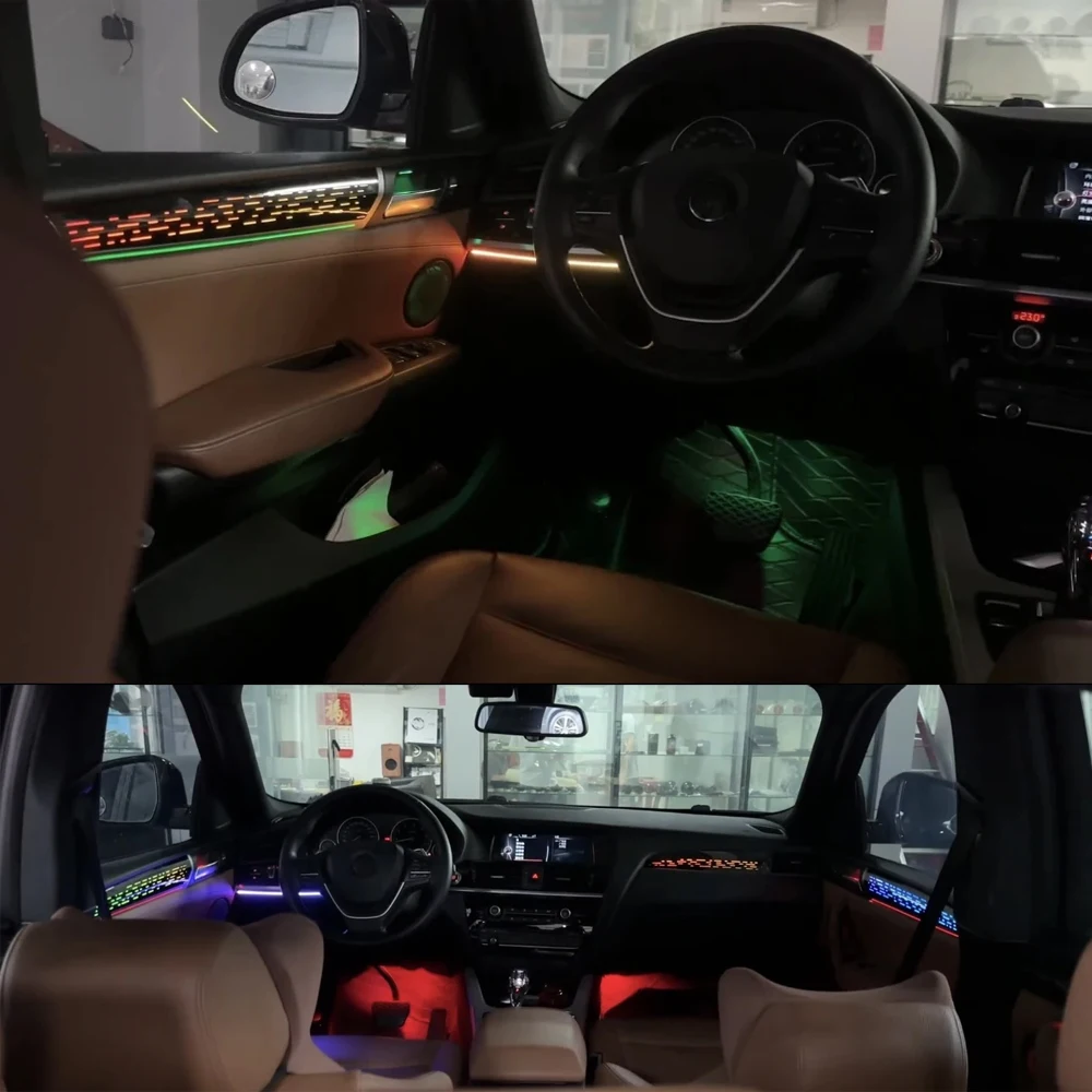 

64 цвета Symphony Ambient Lights 22 в 1 для BMW X3 X4 F25 F26 2012-2017 динамическая атмосферная лампа автомобильные аксессуары управление через приложение