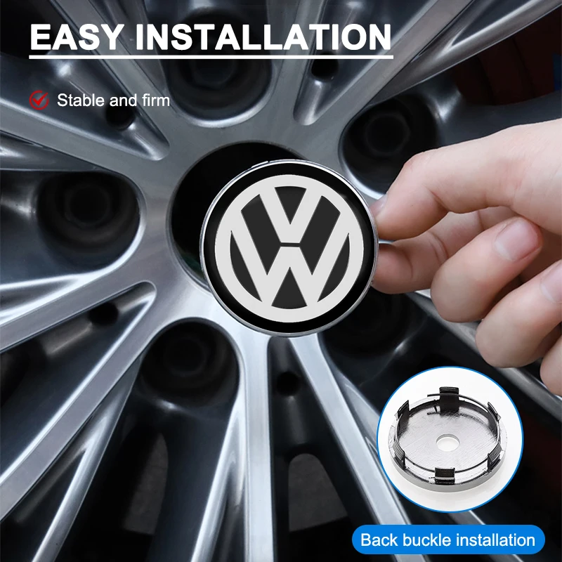 56/60mm Car Wheel Center Hub Caps Sticker Emblem For Volkswagen Motion Caddy Touareg Passat Polo Sagitar Golf-4 Magotan Polaris