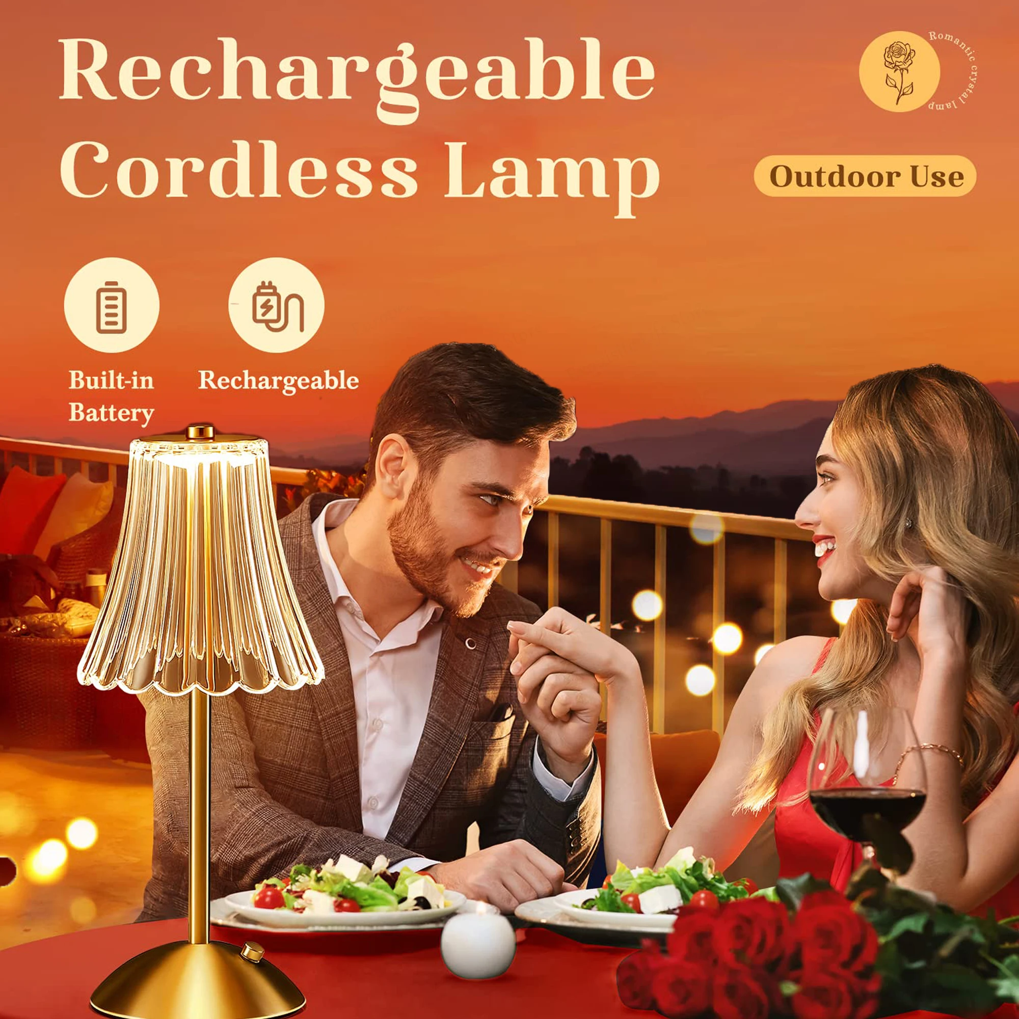 4/2/1Pcs LED Rechargeable Table Lamps Restaurant Decor Light Touch Dimming Desk Lamp Portable Cordless Night Light Bedside Lamp