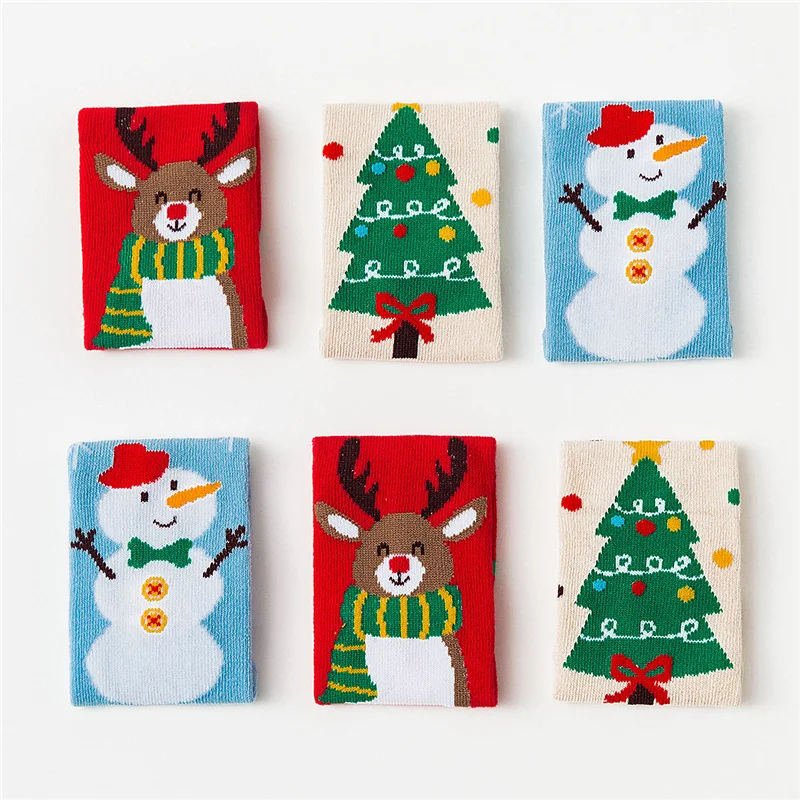 3 زوج/مجموعة عيد الميلاد الاطفال الفتيات الفتيان جورب طباعة سانتا كلوز الأيائل السنة الجديدة الأطفال الجوارب للفتيات 1-12Y طفل رضيع جورب هدية #4