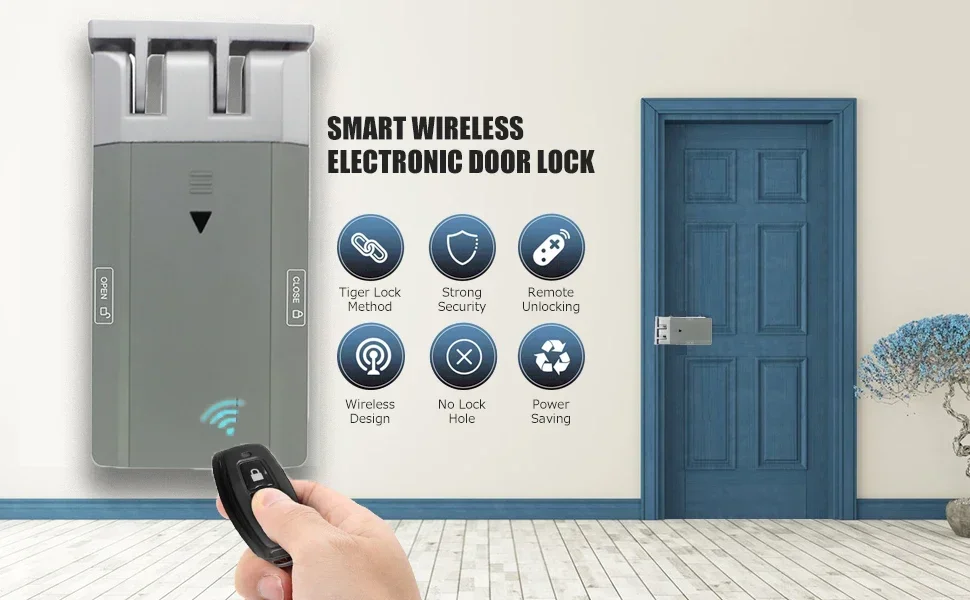 Remote Control Electric Door Lock Home Security Keyless Deadbolt Access Control System Touch Locked & Unlock