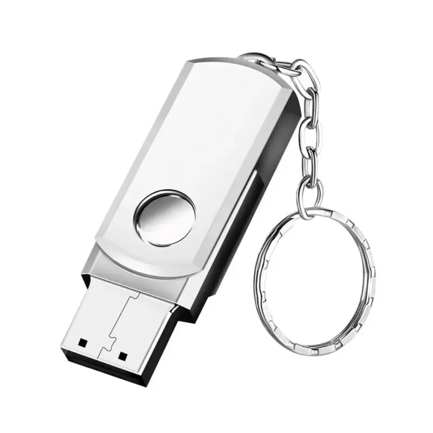 Rotatable Silver Metal Waterproof USB 2.0 Flash Drives 64GB Memory Stick Key Chain Pen Drive for Laptop Devices