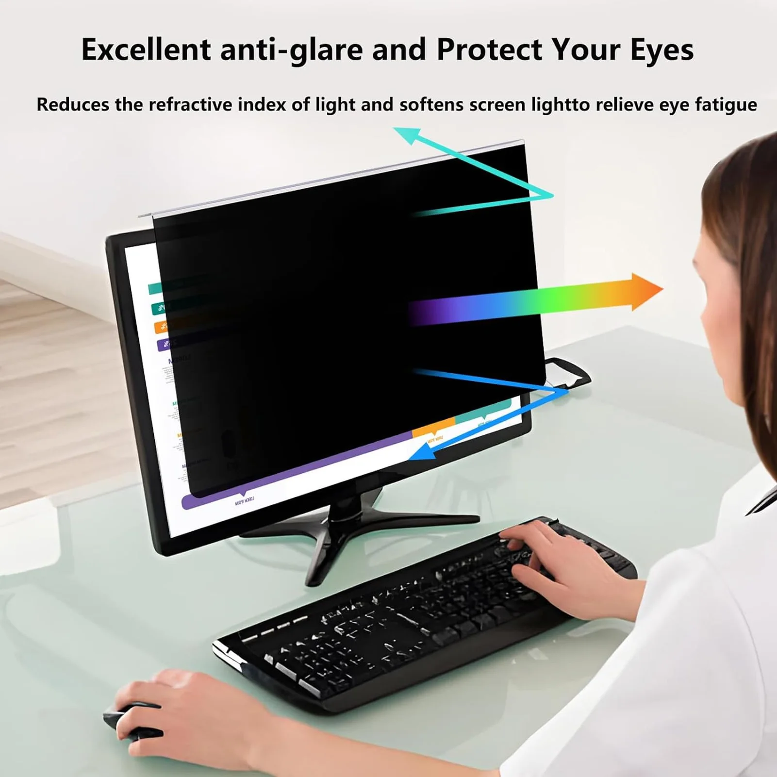 

Computer Private Screen Filter 27 Inch Computer Private Screen Protector 16:9 Widescreen Eye for 26‑27 Inch Desktop