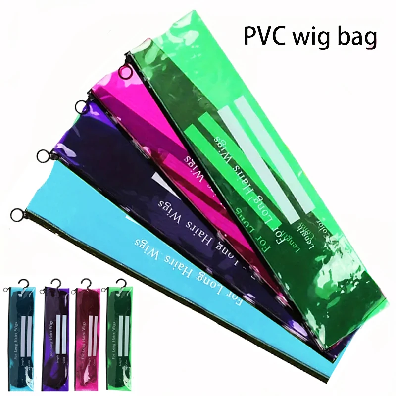 

1Set Wig Storage Bag With Hanger For Wig/Hair Extensions Large Hair Storage Bag For Multiple Wigs Pvc Wig Holder Case With Zip