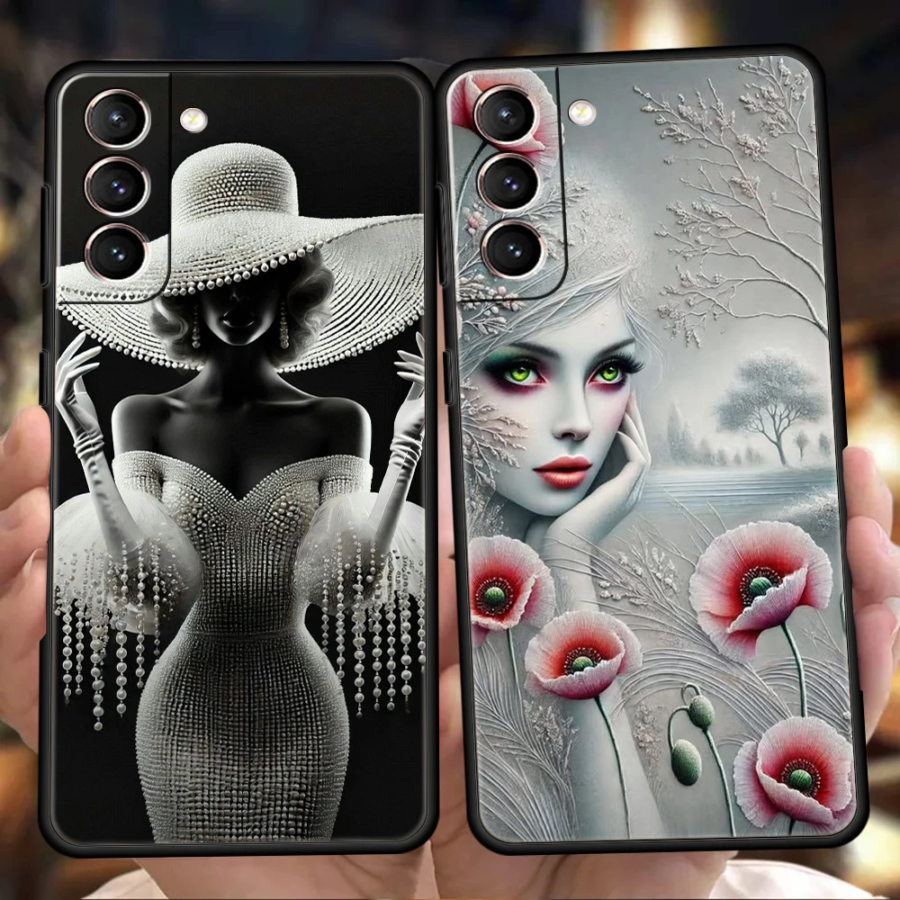 Phone Case Cover for Samsung Galaxy S25 Edge S24 S23 S22 S20 S21 FE Ultra S10 S10E Plus 5G Soft TPU Capas Cute White Clothes