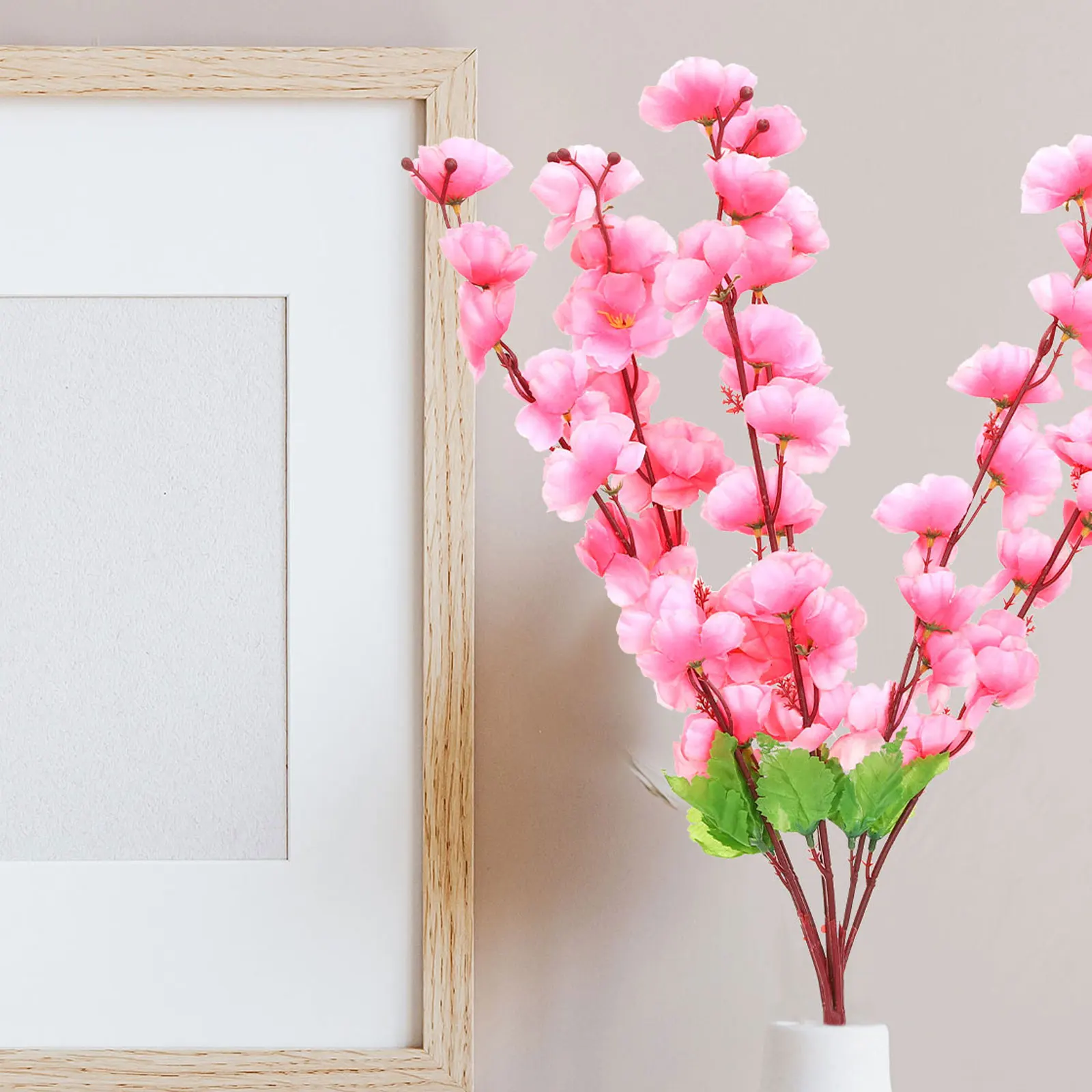 

2 Pcs Artificial Peach Blossom Flowers Silk Faux Plants Indoor Home Decor Vase Arrangement Decoration Fake Flowers for Wedding